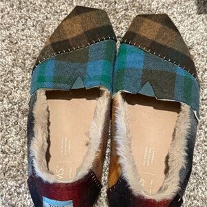 Toms Warm-Toned Fuzzy Slip-Ons